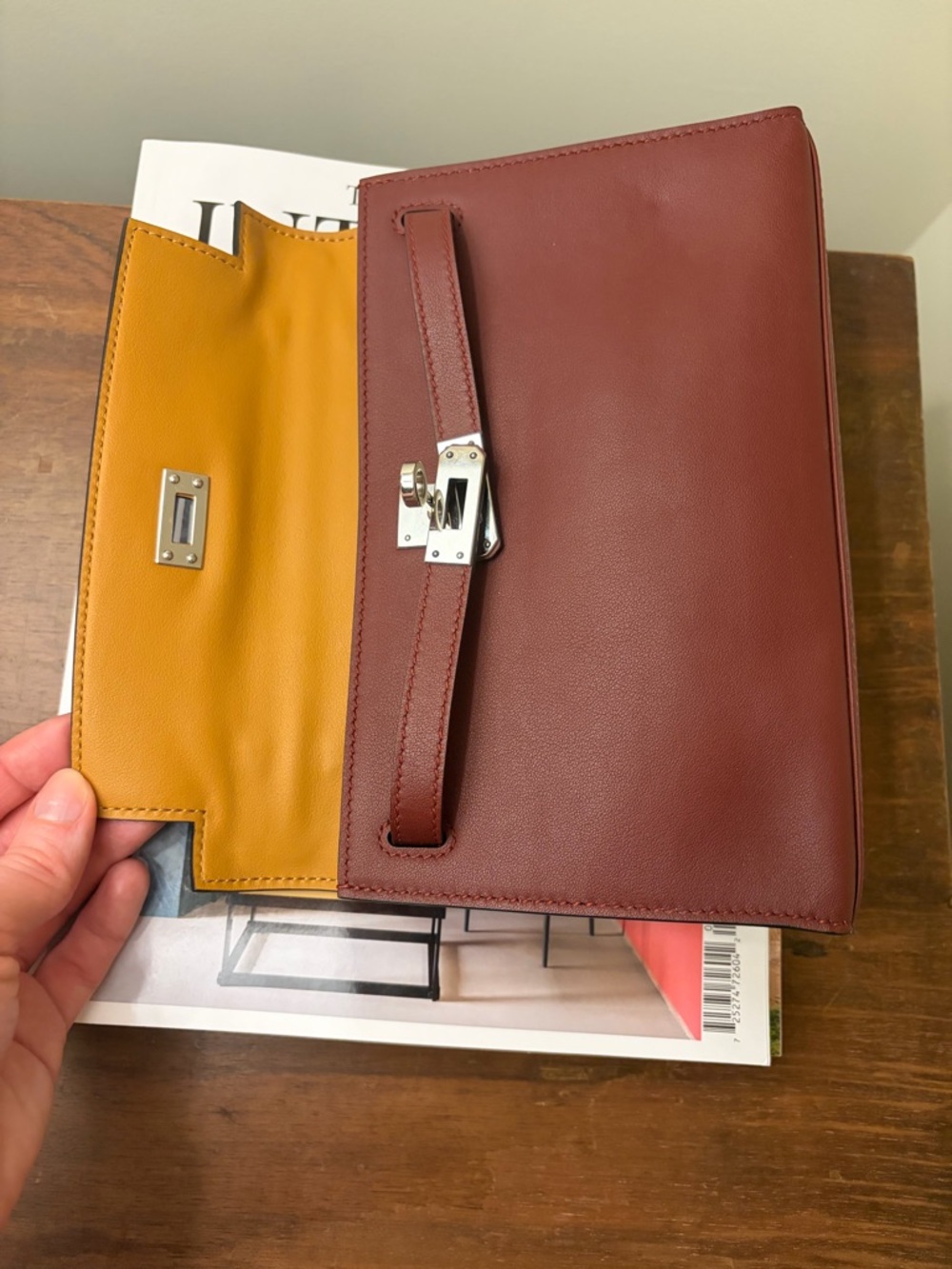 Unbranded H Kelly Pochette Style Bag Burgundy Silver Hardware Clutch - Picture 3 of 12